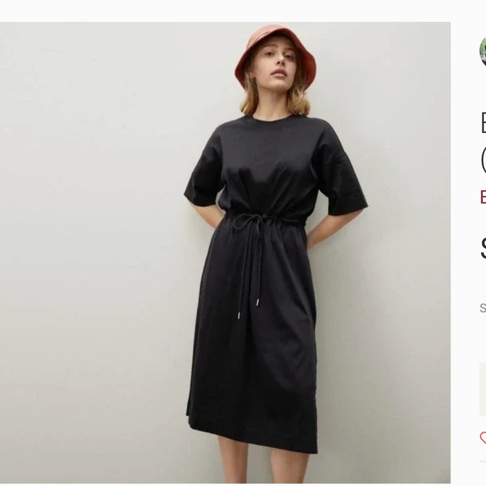 NEW. Everlane Luxe Cotton Tie-Front Tee Dress size Large